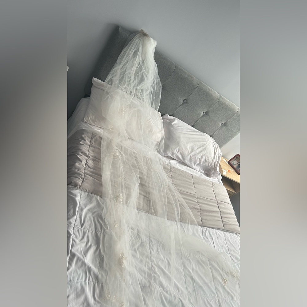 David’s Bridal cathedral length veil, ivory, nwt